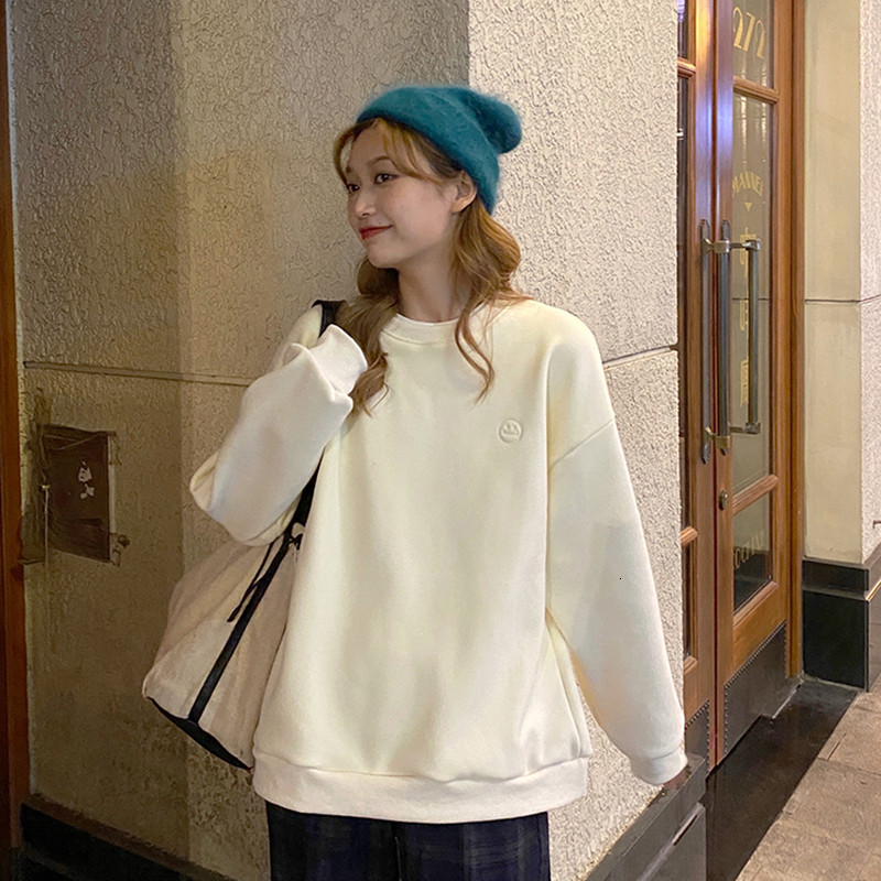 

2021 New 4-color autumn women's jerseys long sleeve cartoons thick smile pullovers'sweatshirts (f4160) L7TH, Beige