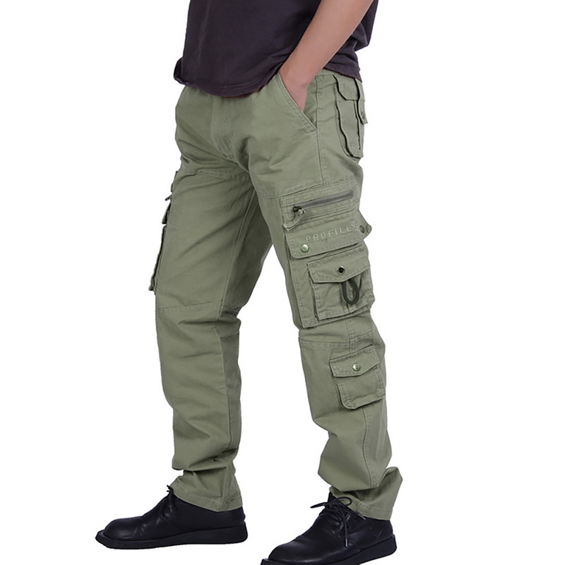 

LOOZYKIT New Pure Color Multi-pocket Men Sports Pants Loose Long Casual Cargo Trousers Outdoor Workout Running Sports Wear