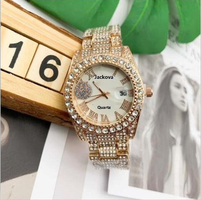 

Luxury Watch Mens Womens Full Iced Full VS Bigger Diamond Watch Automatic Fashion Men's Watches Wristwatch, Slivery;brown