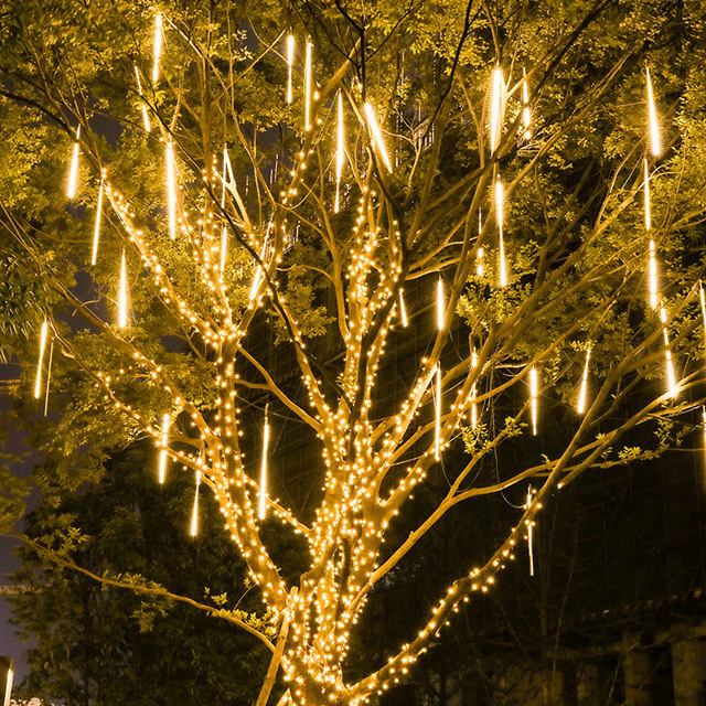 

2021 shower lights meteor tree hanging colored outdoor Solar decorate square garden day atmosphere waterproof neon light string new
