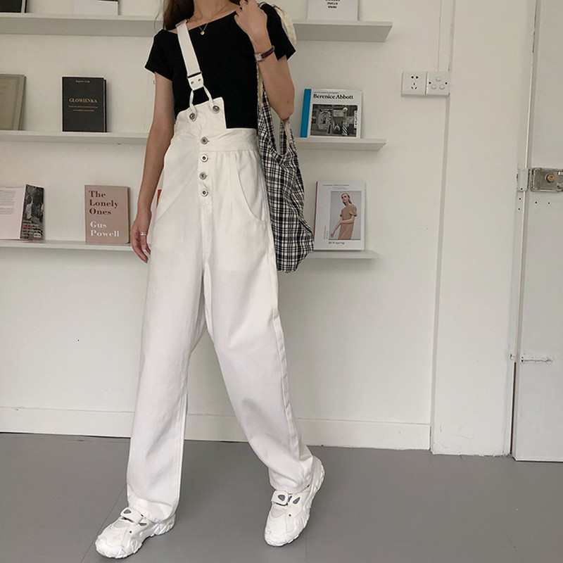 

2021 New 2 colour brem fashion loose Korean jumpsuit pants women's casual jeans (78393) 07K2, Black