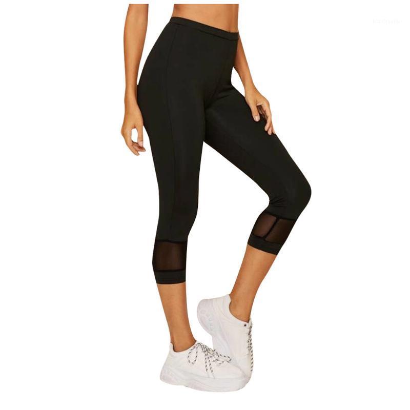 

SAGACE Black leggings Women Yoga Pants Hollow out Splice Tight Fitness Leggings Yoga Pants Cropped tracksuit female fitnes1, Bk