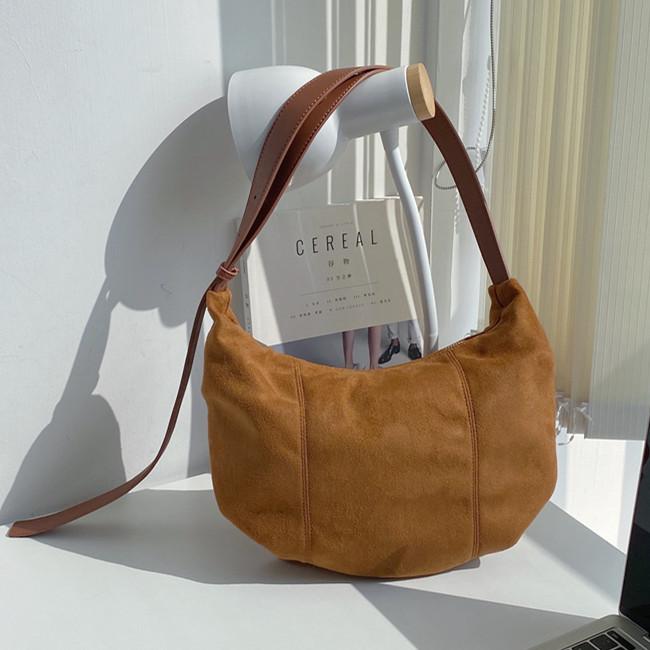 

Vintage women Shoulder Bags Faux Suede Designer Hobos Crossbody Bag Large Capacity female Handbags Matte Pu Leather Shopper bag, Brown