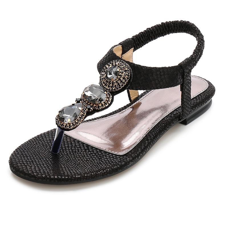 

2021 Shoes Woman Casual Loafers Retro Style Women's Flat Sandalias Sandals Gladiator Beach Ladies Flip Flops Slides, Black