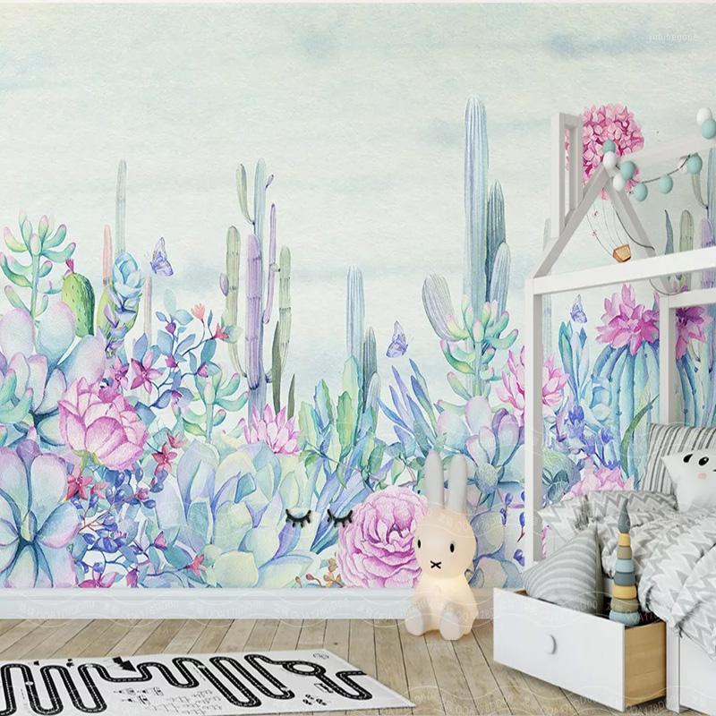 

3D Wallpaper Hand-painted Garden Plant Flower Cactus Photo Wall Murals Living Room Bedroom Romantic Home Decor Wall Painting 3 D1, As pic