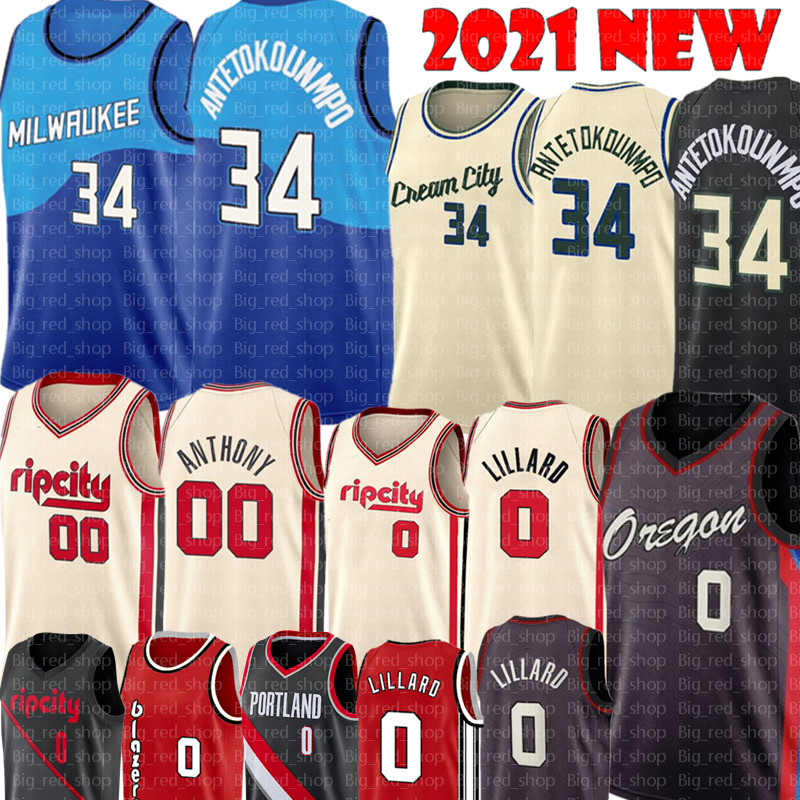 

2021 Giannis 34 Antetokounmpo Jersey New Damian 0 Lillard Carmelo 00 Anthony Jersey Mens Retro Mesh Antetokounmpo Basketball Jerseys