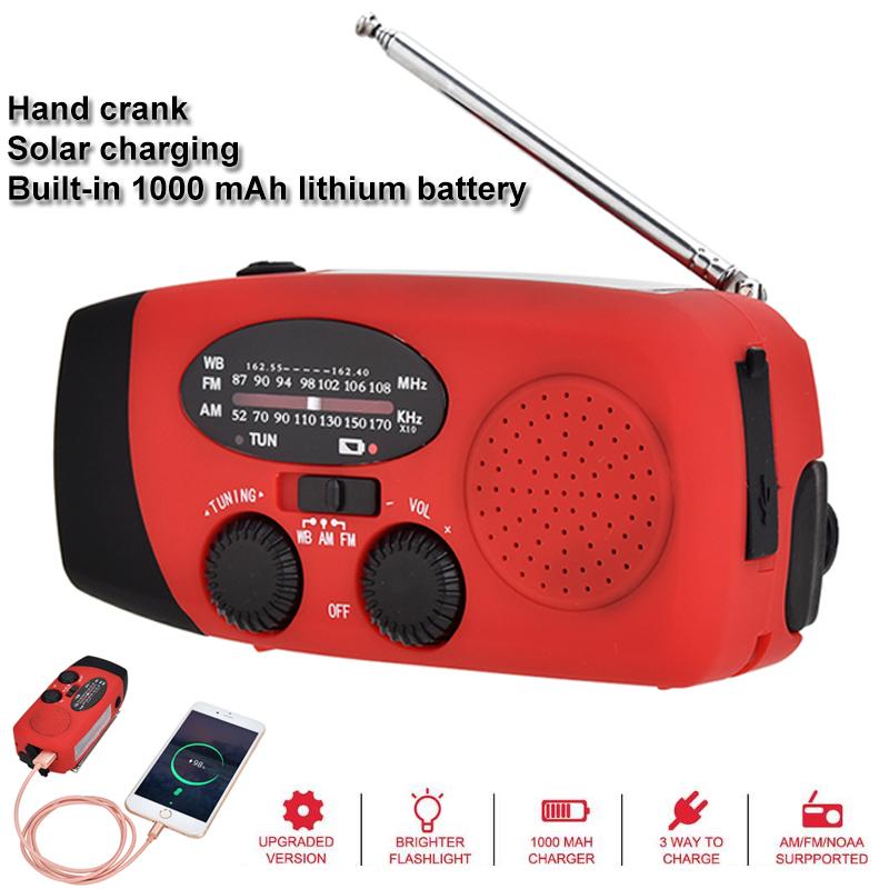 

Mini Solar Radio Multifunctional Hand Crank Dynamos Powered Radio Receiver AM/FM/WB/NOAA Weather with LED