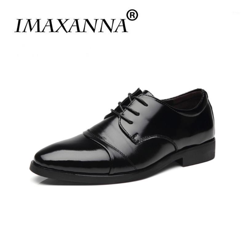

IMAXANNA Mens Dress Shoes Genuine Leather Shoes Men Oxford Wedding Black Brown Top Quality1