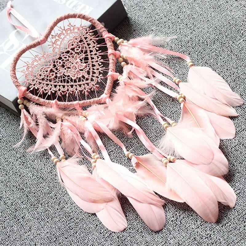 

1pc Heart Handmade Dreamcatcher Wind Chimes Style Feather Pendant Dream Catcher Car Hanging Decoration1