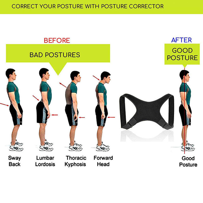 

Posture Corrector Adjustable Back Fracture Support Men/women Back Clavicle Spine Shoulder Correction Brace Belt Strap46, Black