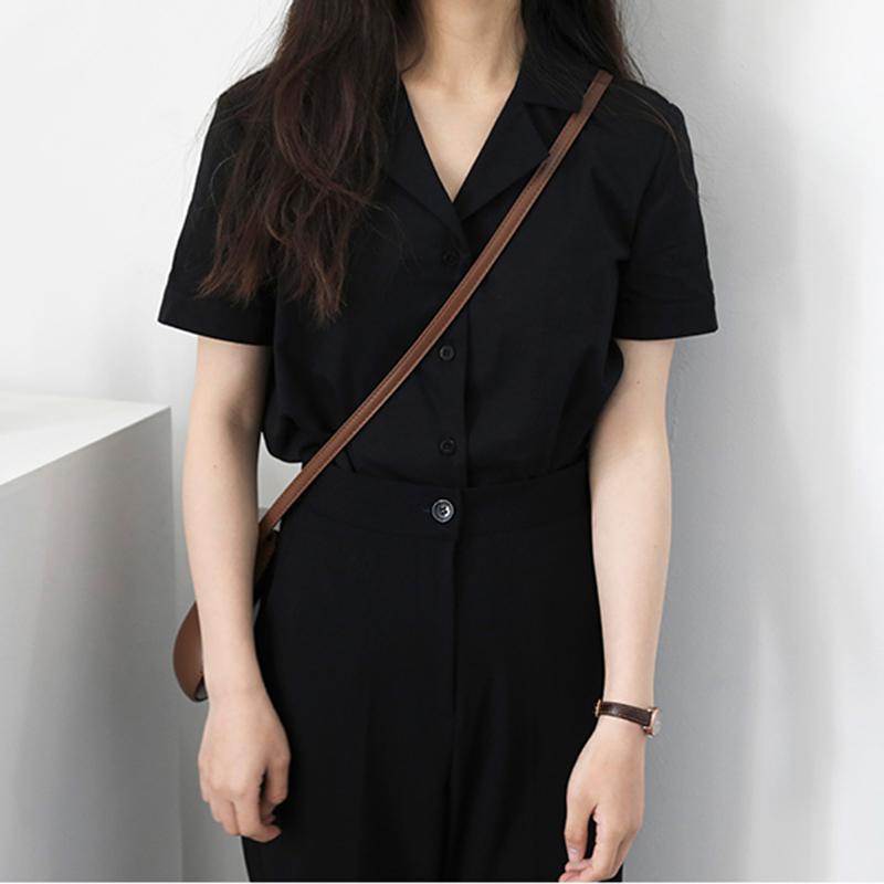 

2020 summer shirt blouse fashion short sleeve V-neck casual office ladies white tops Japanese and Korean style, Beige