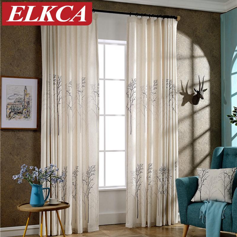

Luxury Tree Printed Faux Linen Curtains for the Bedroom Fancy Window Curtains for Living Room Decorative Modern Drapes, As pic