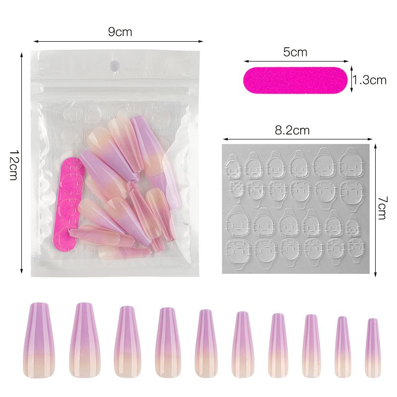 

20/30/50pcs Reusable False Nail Tips Set Full Cover Rainbow Nails with File Jelly Stickers Press on Nails Art Extension Tools, Gn-003