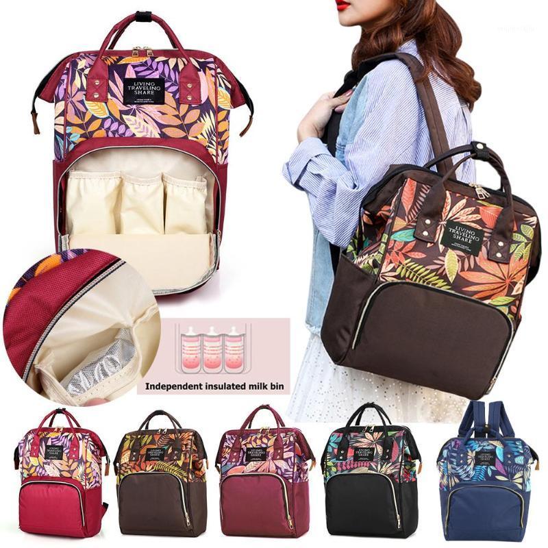 

Big Mummy Maternity Travel Backpacks Plant Print Baby Diaper Bags Baby Nappy Bags for Women1, Red