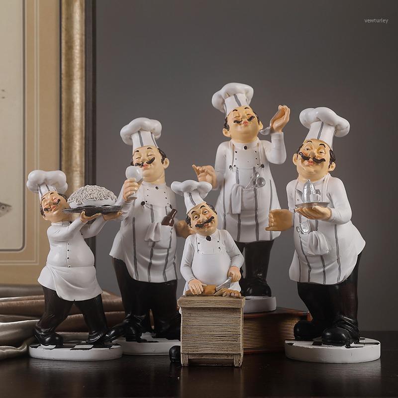 

Cute Chef Statue Figurine Ornaments Vintage Home Decor Kitchen Resin Crafts Bar Western Restaurant Cafe Cake Shop Decoration1