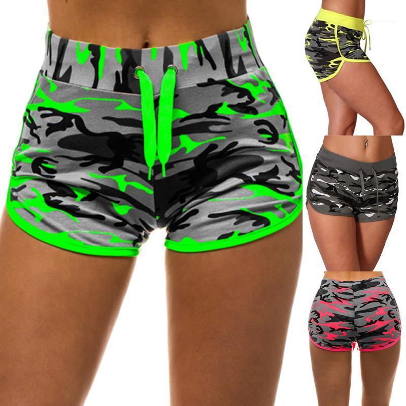 

Women Yoga Shorts Camouflage Sweatpant Print High Waist Elastic Shorts Stretch Cropped Trousers Running Fitness Running Pants1, Yellow