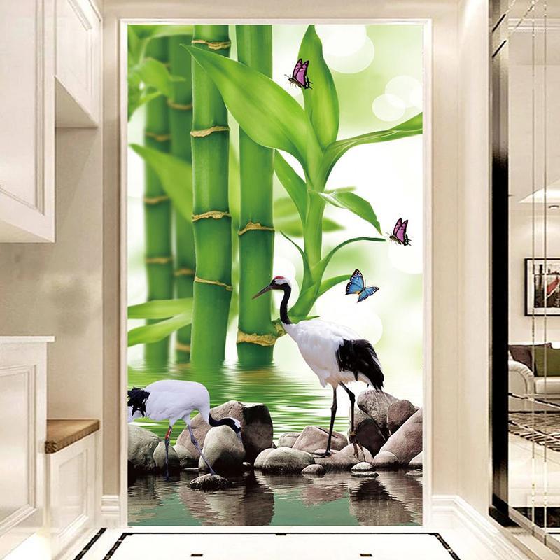 

Drop Shipping Custom 3D Photo Wallpaper Bamboo Forest Landscape Entrance Aisle Hall Mural Wallpapers For Wall Art Decor1, As pic