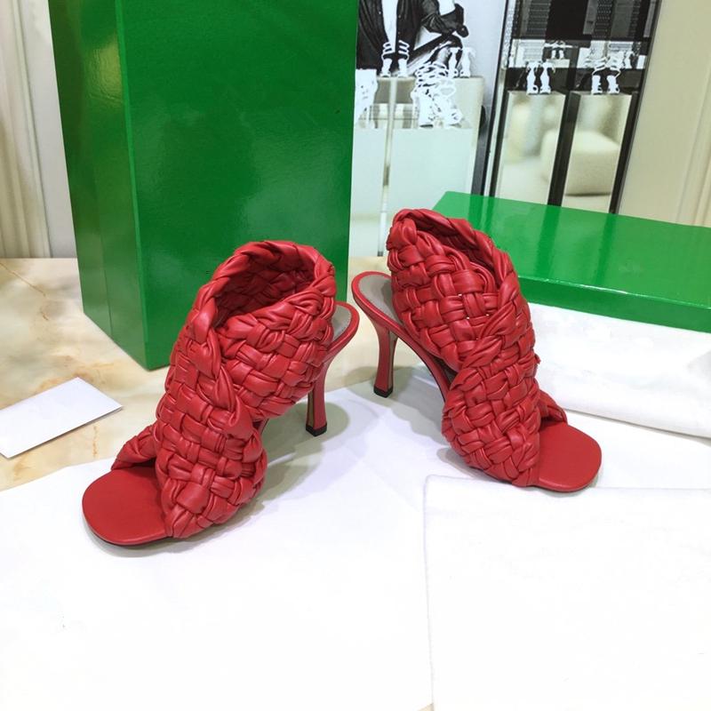 

Sandals Cross Weave Leather mules Dress High heel Party Shoes Women Slippers strap Designer Sandals zapatos mujer, As show