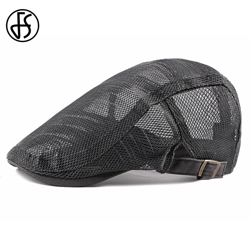 

FS Summer Casual Mesh Cap Breathable Beret Hats For Women Men Ivy Flat Caps Cabbie Newsboy Style Gatsby Hat Adjustable Boina, Navy beret