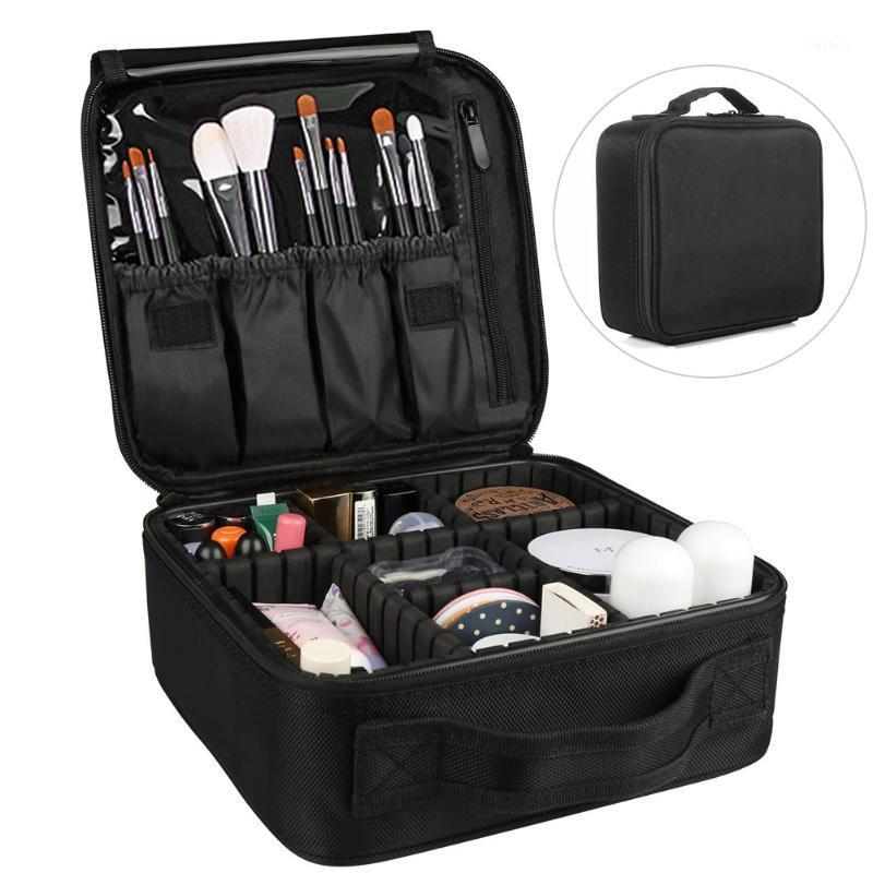

Handle Travel Organizer Jewellery With Adjustable Dividers Makeup Bag Zipper Cosmetic Necessity Case Wash Multilayer Portable1, Black