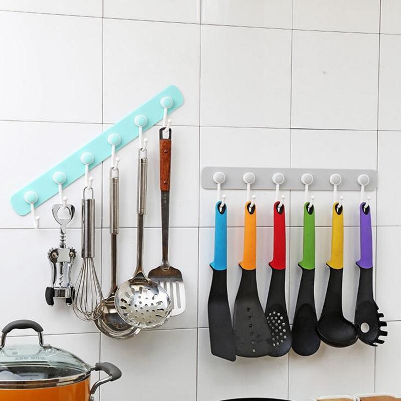 

360 degree rotation storage rack with 6 hooks for hanging Clothes Hat Coat Hanger wall hook kitchen organizer