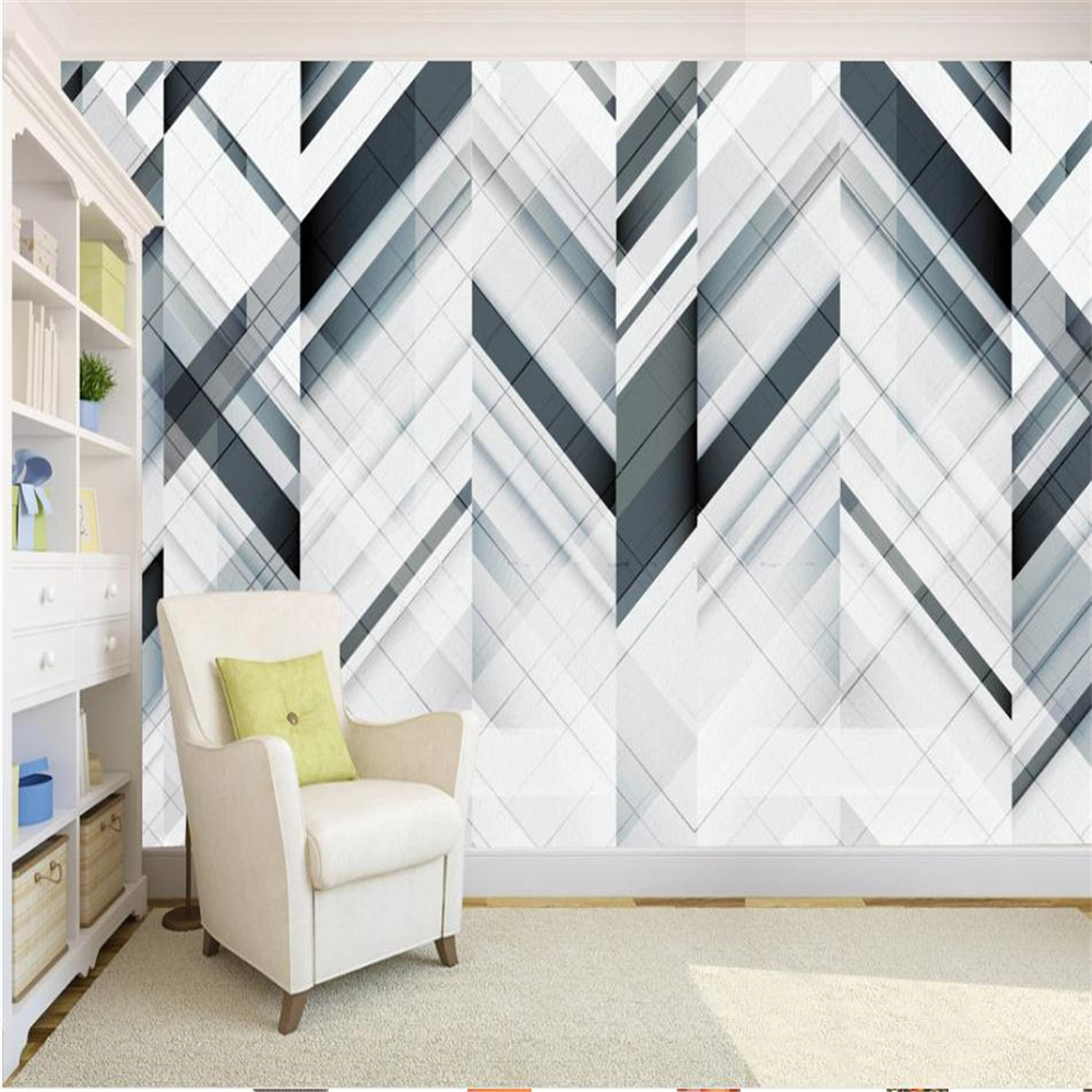 

3d stereoscopic wallpaper Black and white wallpapers personality fashion line TV background wall decoration painting, Grey