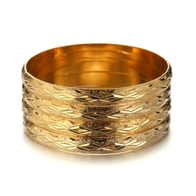 

Bangle 4pcs Dubai 64mm 8mm Gold African Jewelry Ethiopian & Bracelet For Women Gift