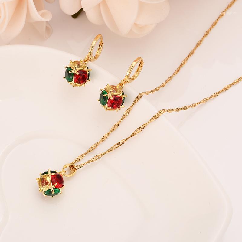 

Gold Color ball Shape cz crystal Jewelry sets Pendant Necklaces Women,African Jewelry wedding bridal party Anniversary gifts1, As pic