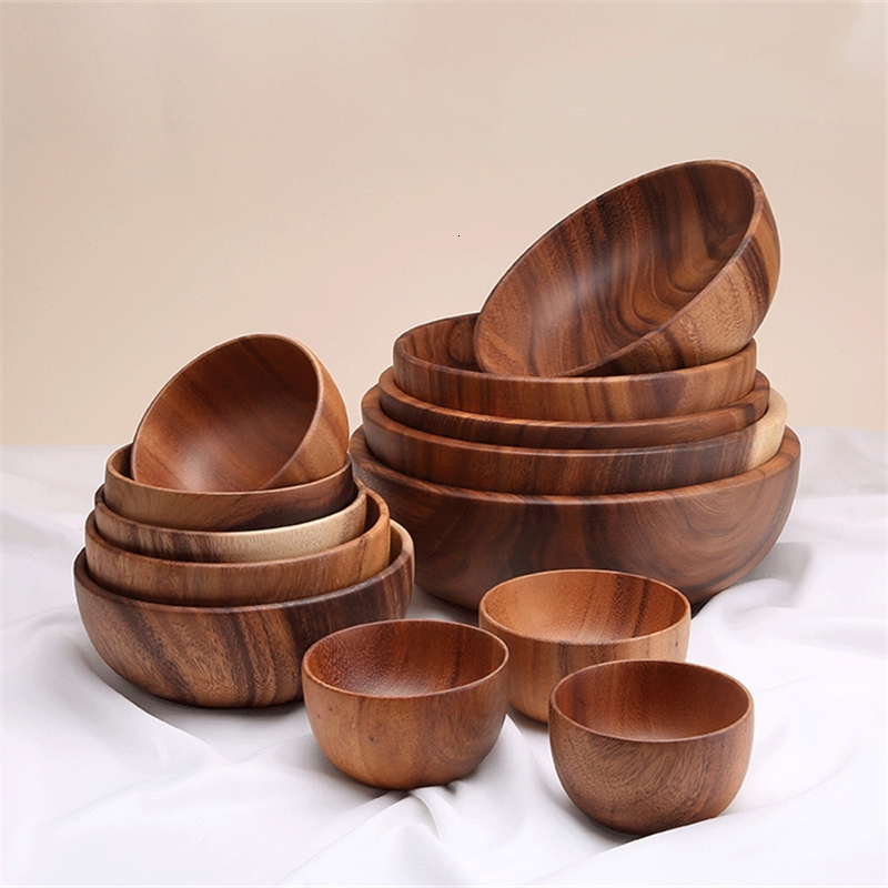 

2021 New Wooden Salad Rice Bowls Pan Fruit Candy Saucer Dessert Dinner Bread Wood Storage Plate Uifw