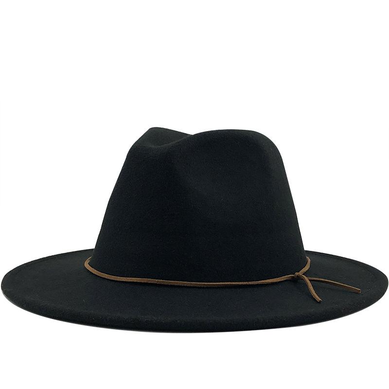 

New Men Women Wide Brim Wool Felt Jazz Fedora Hats British style Trilby Party Formal Panama Cap Black Yellow Dress Hat 58-60CM