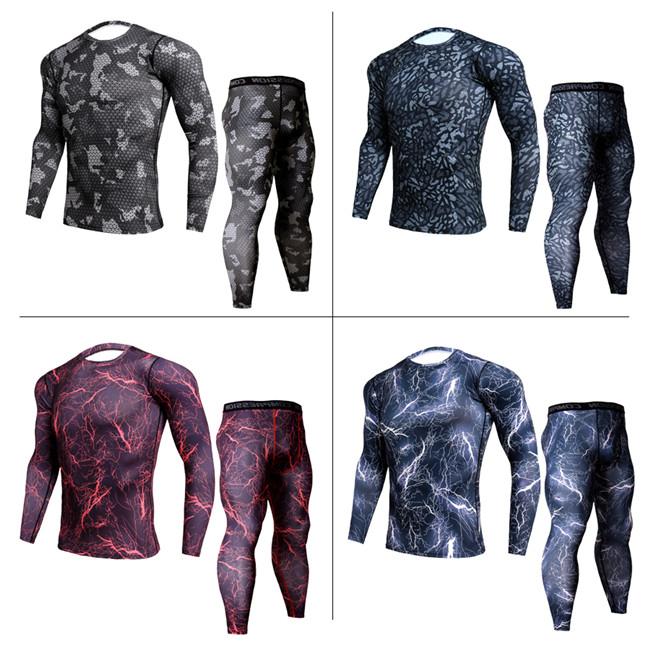

New model thermal underwear sets male compression sweat quick drying long johns fitness bodybuilding shapers, Photo color
