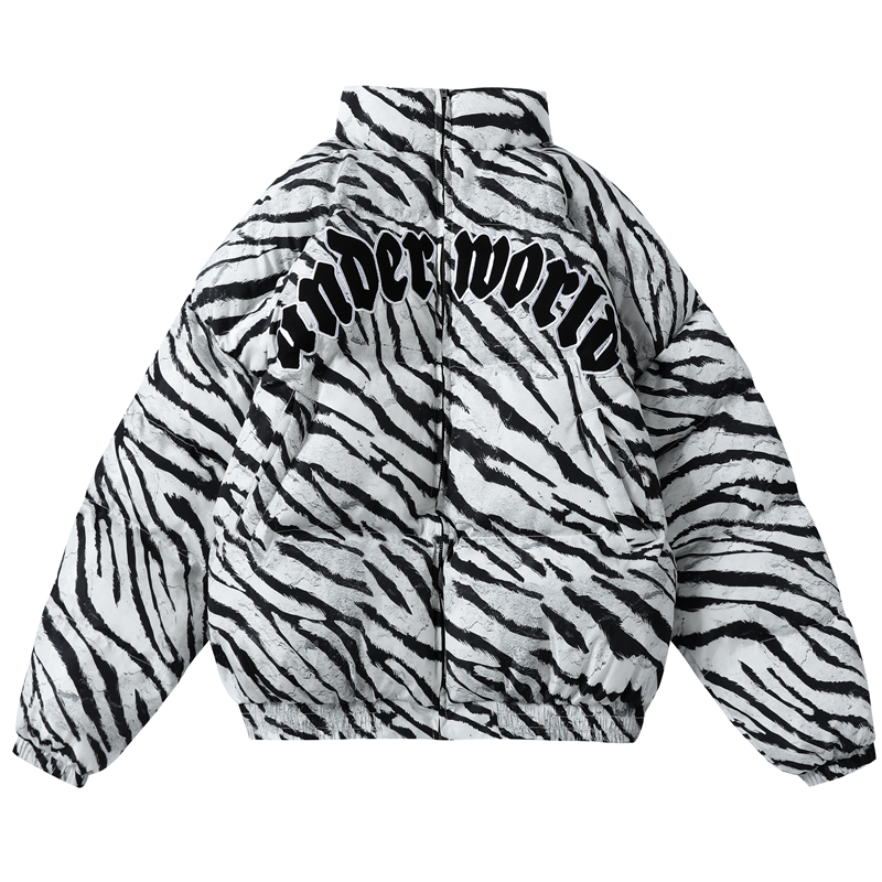 

Ebaihui 2020 Winter Mens Jacket Coats Hip Hop Zipper Thick Jackets Men Fashion Casual Zebra Printing Embroidered Letters Streetwear Tops, White