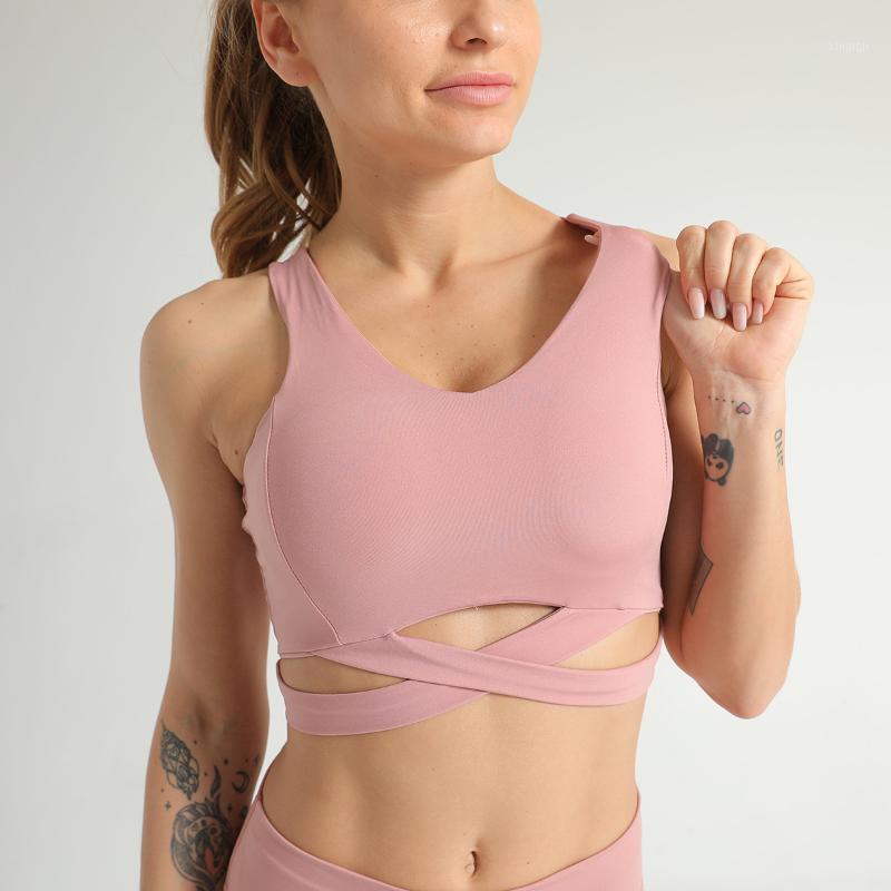 

High Support Nylon Workout Gym Sport Bras Women Tank Top Removable Pads Mesh Running Yoga Bra Fitness Crop Top Brassiere1, Pink