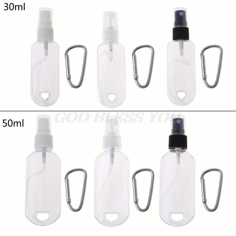 

30ml 50ml Reusable Portable Mini Size Alcohol Spray Bottle Hand Sanitizer Travel Small Size Holder Hook Keychain Carrier