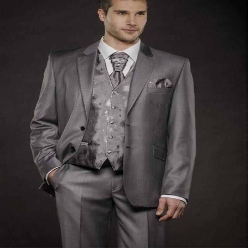

TPSAADE Custom 2020 silver gray printing vest men's suit comfortable fit wedding dress groom 3 piece Jacket+pants+vest set, Custom made