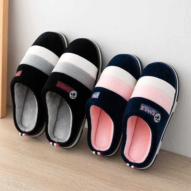 

Women Indoor Slippers Warm Plush Anti Slip Lovers Home Slides 2020 Winter Shoes Woman Men House Floor Cotton Slippers SH0723021, Rubber red