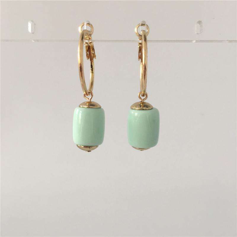 

SWEET GIRL WOMEN EARRINGS GOLD COLOR PLATING LARGE BEAD HOOP EARRINGS