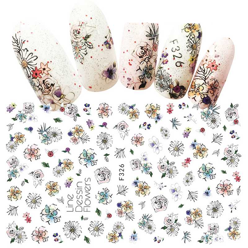 

1pcs flowers/gear/fruit Water Transfer Sticker For Nail Design Flower Leaf Slider Foil Tip Nail Art Decor Charm Manicure DIY