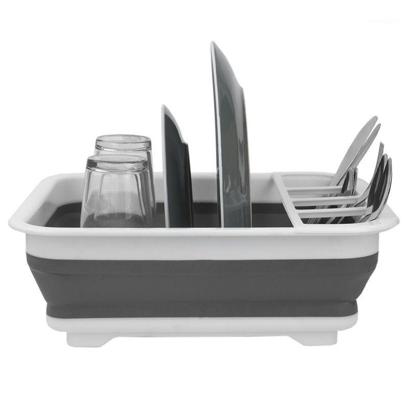 

Hot Sale Easy Storage Collapsible Dish Rack and Drainer with Cutlery Holder1