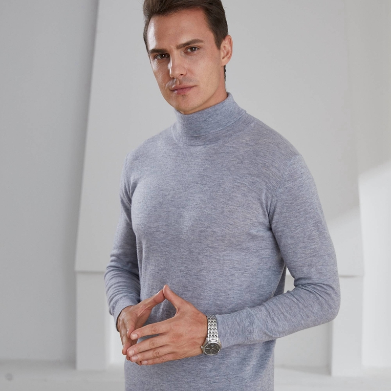 

2021 Men Sweater Knitted From 48s Goat Cashmere Worsted Yarn Close-fitting Pullovers Winter New Male Jumpers Turtleneck Clothes Ulkr, Coffee