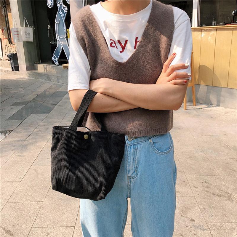 

Vintage Corduroy Mini Shoulder Bag for Women Ladies Designer Handbag Reusable Casual Tote Shopping Beach Lunch Bags Girls Purse, Blue