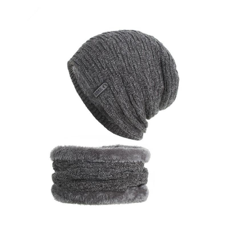 

New Winter's Set Hat Scarf Men Warm Caps Thick Plus Velvet Hat and Scarf Sets For Women Mix Colors Knitted Beanies 2020 Cap