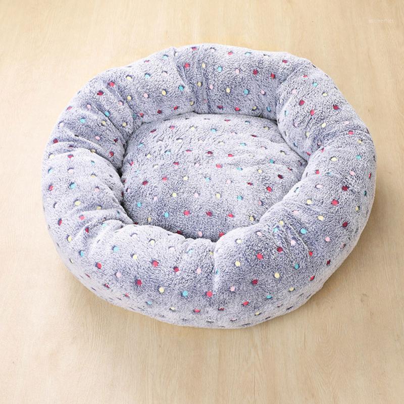 

Super Soft Pet Bed Kennel Dog Round Cat Winter Warm Sleeping Bag Plush Puppy Cushion Dog Bed House Round Mat Cat Supplies1, Gray