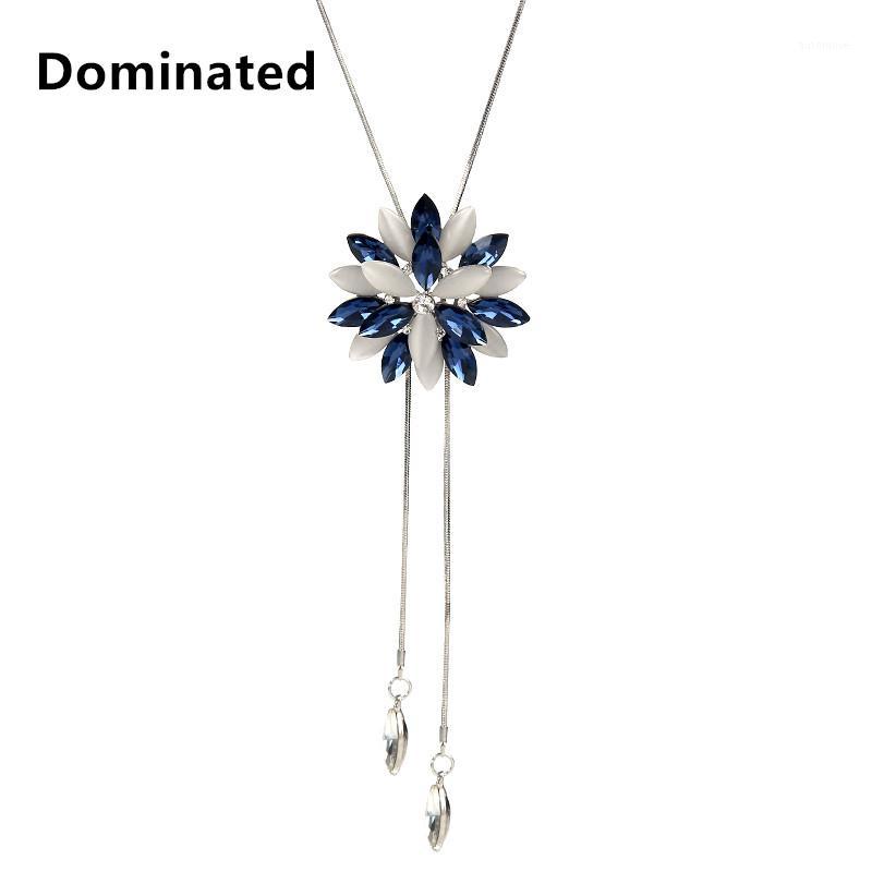 

Dominated Women All-match Long Opal Crystal Flower Tassel Sweater Chain Necklace Pendant Accessories Female1