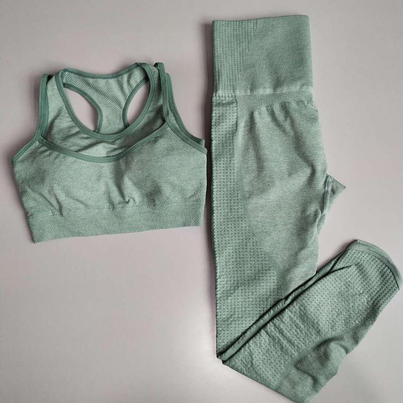 

2PCS Vital Rise Seamless Yoga Sets Women Gym Clothes Fitness High Waist Leggings+Push Up Sport Bra Female Sportswear Workout Set, Red set