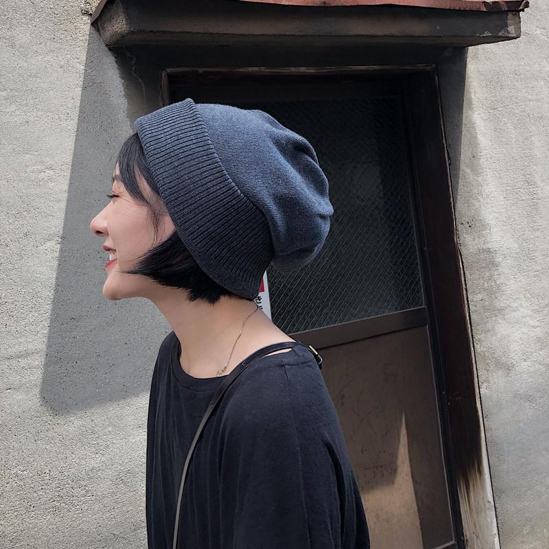 

Women's Non-Brim Urinal Hat Men's Winter Hat Knitted Autumn Skull Unisex Women's Warm Korean Style Black Red Peaked Cap