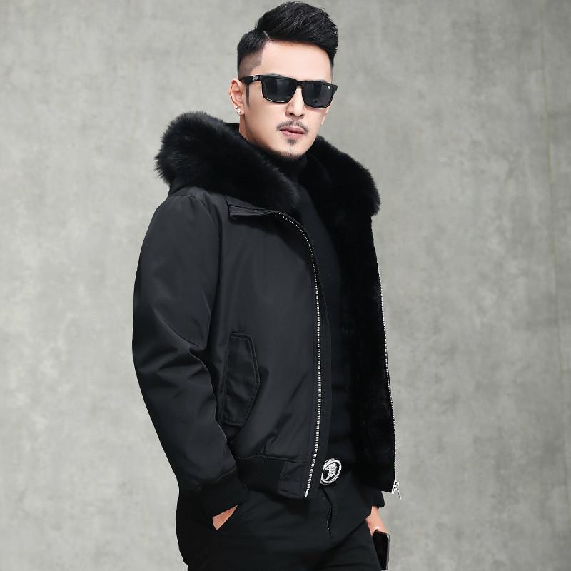 

Real Fur Coat Men Fur Coat Men Collar Winter for Clothes 2020 Real Parka Casaco V18-6700 YY939, Black