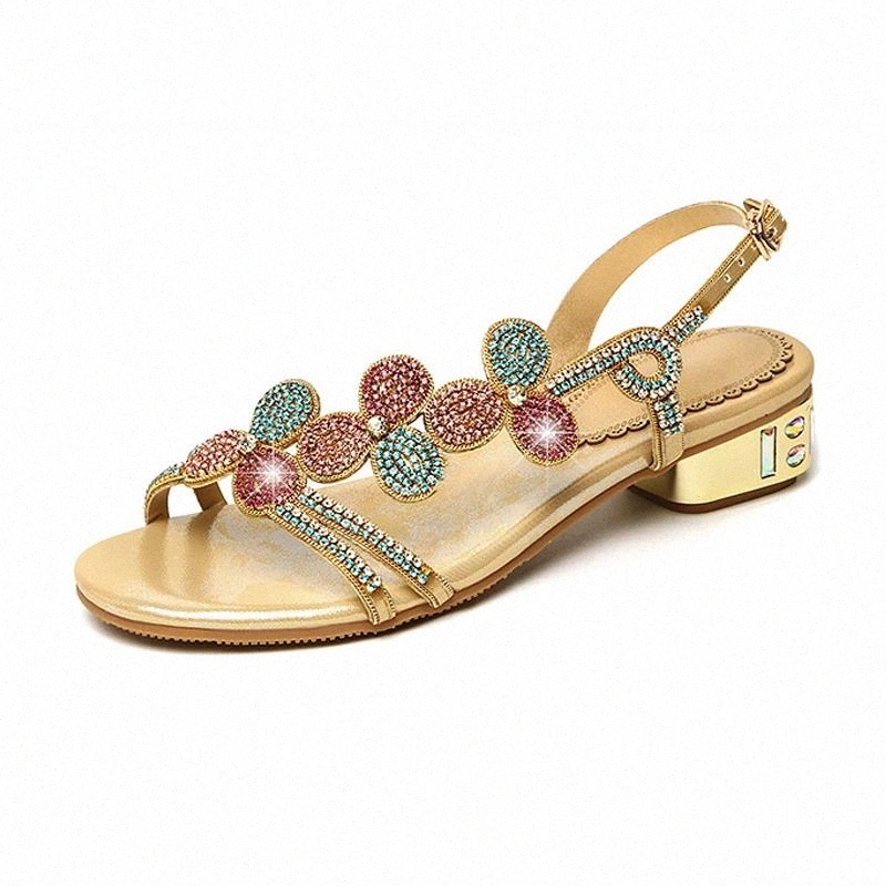 

Fashion 2020 Summer Sandals Women Crystal Shoes Elegant Women Sandals Ladies Square Heels 4cm Fashion Brand Summer Shoes A2260 #kR8t, Blue