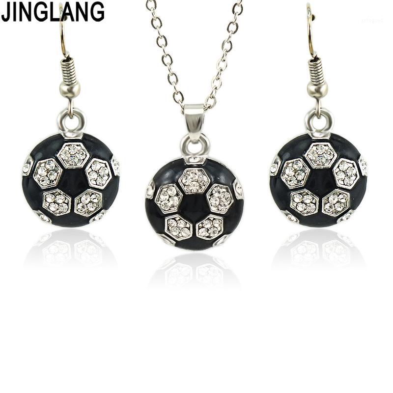 

Earrings & Necklace JINGLANG Wedding Jewelry Football Shape Pendant Necklaces& Sets Party Gift1, As pic