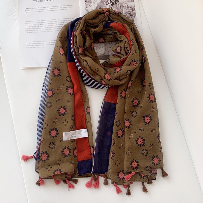 

2020 New Spring Small Flower Print Tassel Scarves And Shawls Beach Soft Viscose Floral Wrap Scarf Hijab Free Shipping1